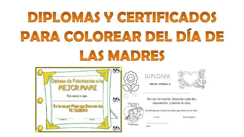 Diplomas para colorear del día de las madres | Material Educativo