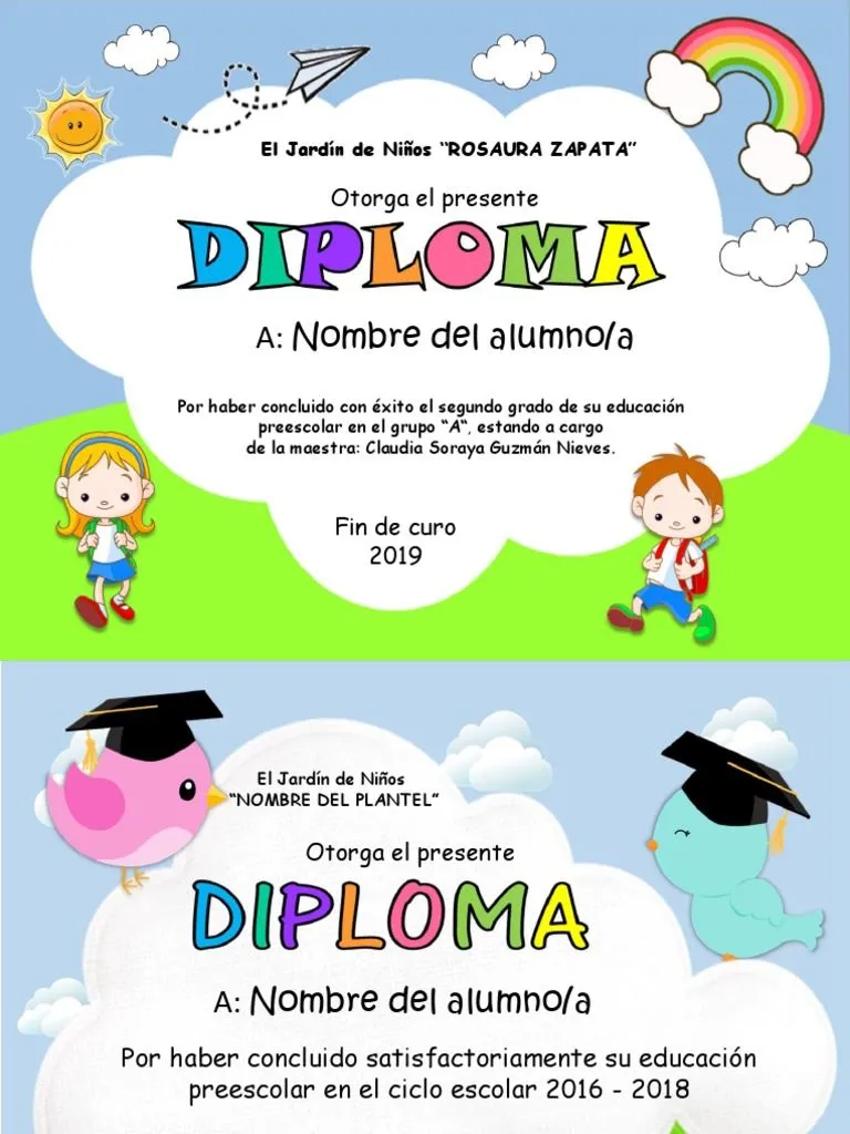 DIPLOMAS Editables | PDF | Parentesco y descenso | Educación de la primera  infancia
