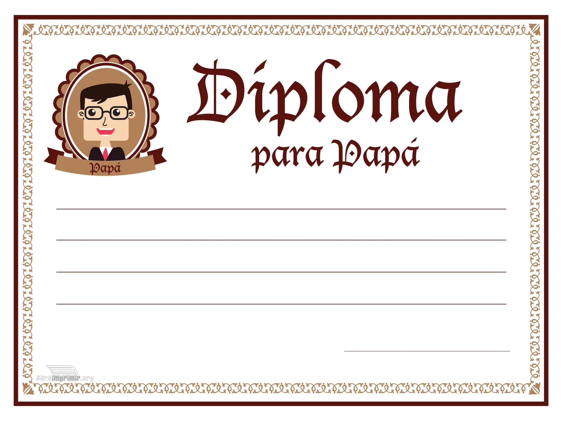 Diploma de Feliz día del Padre para imprimir