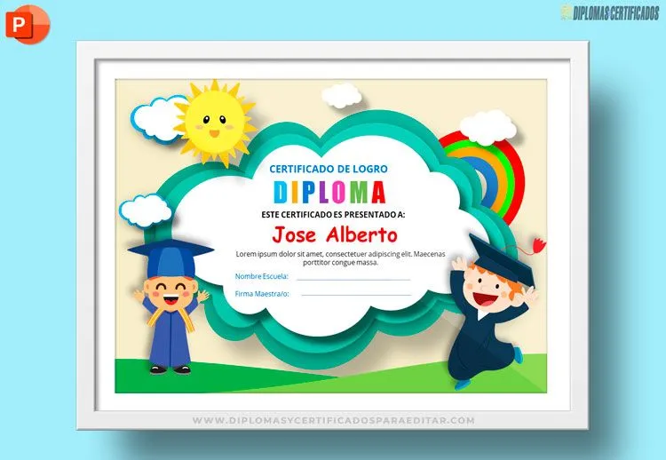Diplomas para Preescolar y Primaria en PowerPoint Descarga Gratis