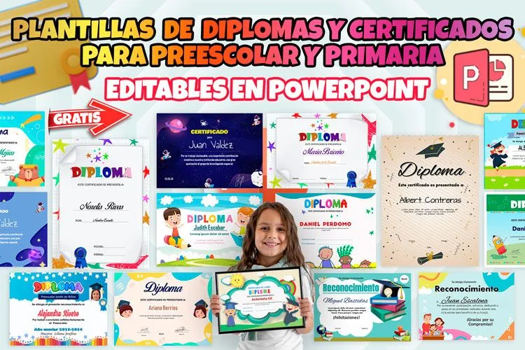 Diplomas para Preescolar y Primaria en PowerPoint Descarga Gratis