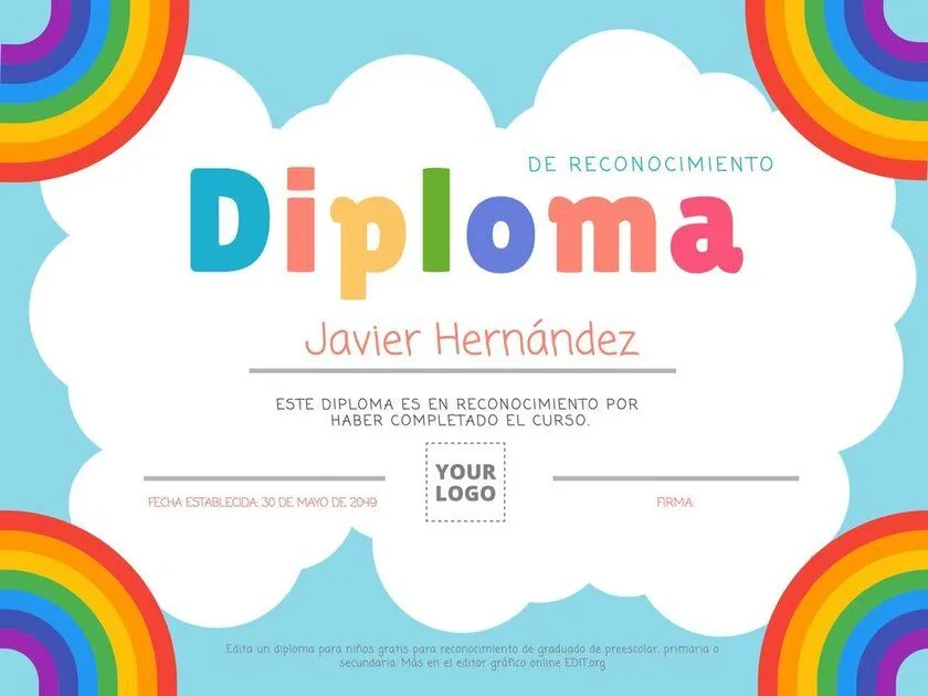 Diplomas y reconocimientos editables para niños