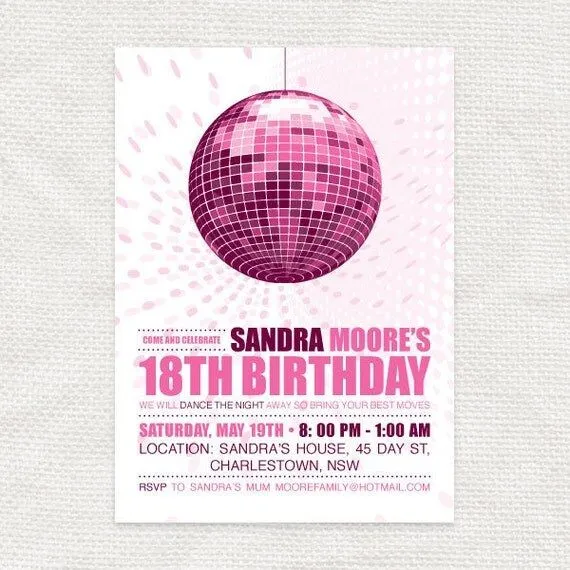 disco diva teen birthday party invitation printable por iDIYjr