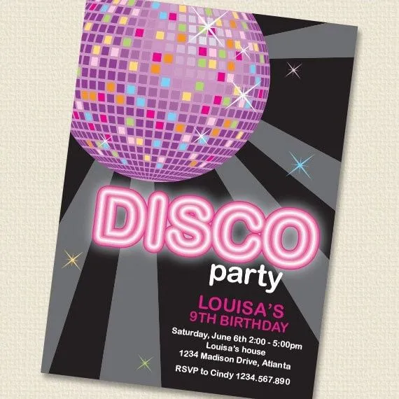 Disco or Dance Party Invitation DIY Printable por paperspice