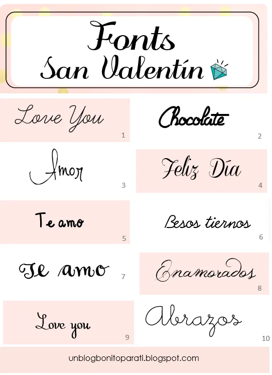 Diseño de blogs: Tipos de letras para San Valentín