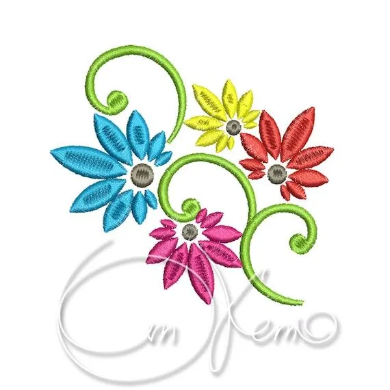 Diseño de bordado de la máquina Flores PES Instant descarga - Etsy México