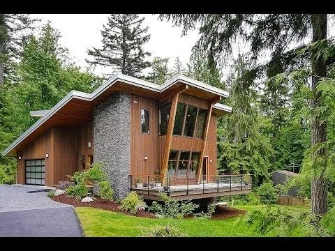 Diseño de casa moderna de dos pisos | madera y piedra - YouTube
