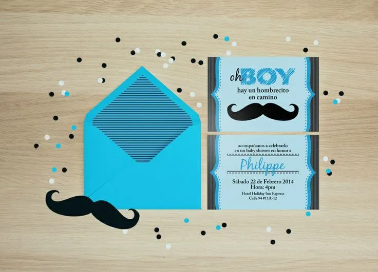 Diseño e impresión de Invitaciones con tema bigotes para el Baby ...