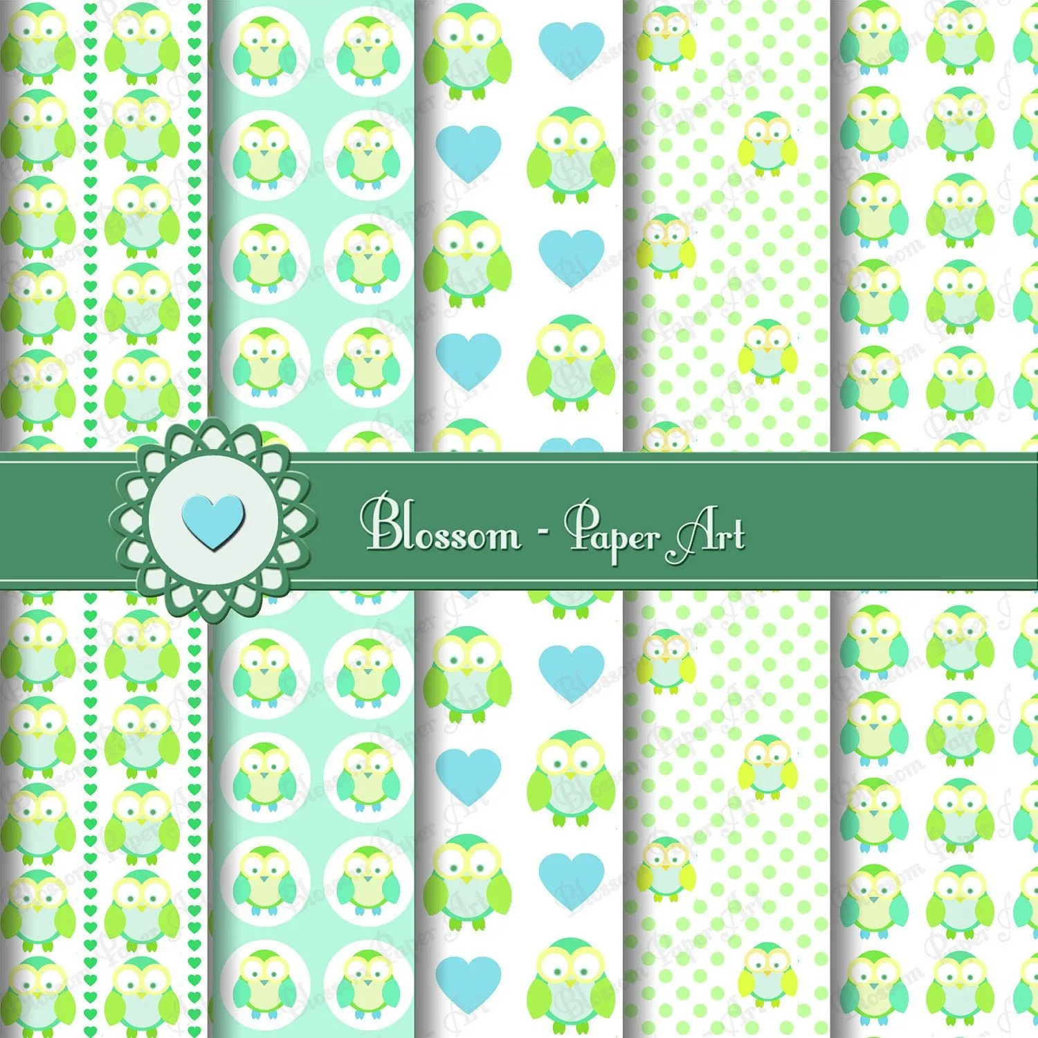 Papeles con Diseños para Bebés Celeste Verde por blossompaperart Papeles con Diseños para Bebés Celeste Verde por blossompaperart