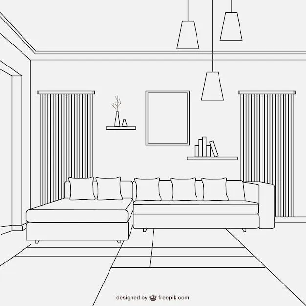 Diseño de sala de estar estilo lineal | Descargar Vectores gratis