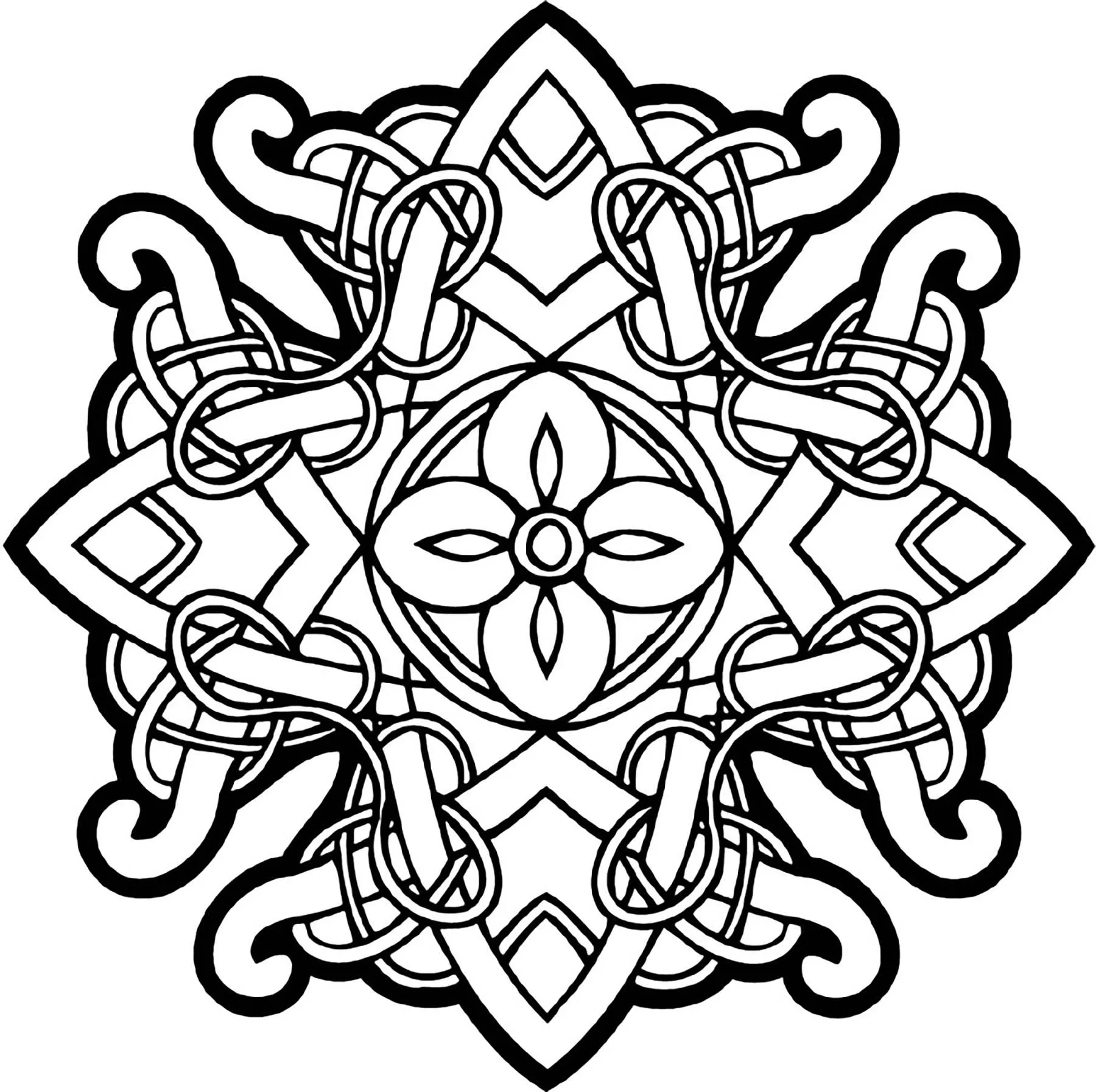 Diseño simétrico inspirado en el arte celta - El Arte Celta - Colorear para  Adultos