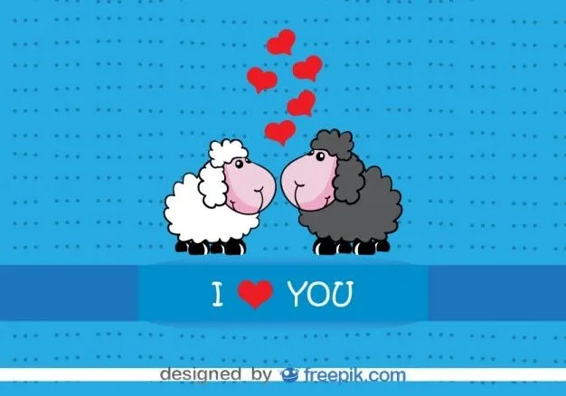 Diseño de tarjeta de San Valentín de ovejas de dibujos animados ...