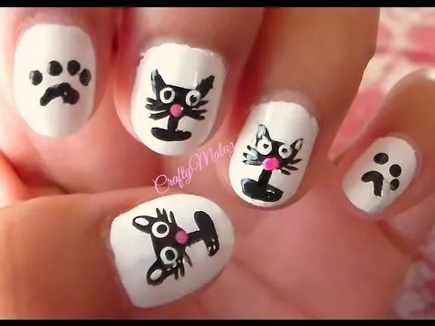 Diseño de uñas de Gato - YouTube