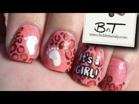 Diseño de uñas leopardo para baby shower - E031 - YouTube