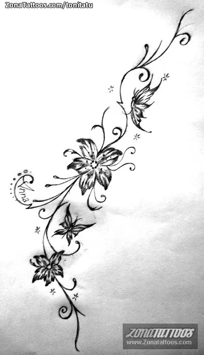 Plantilla/Diseño Tatuaje de tonitatu - Enredaderas Flores