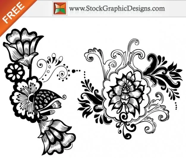 Diseños de flores hermosas gratis vectoriales | Descargar Vectores ...