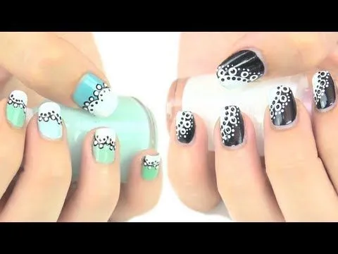 Diseños de uñas con puntos - YouTube