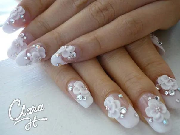 diseños de uñas de acrílico para novias | nail art | Pinterest ...
