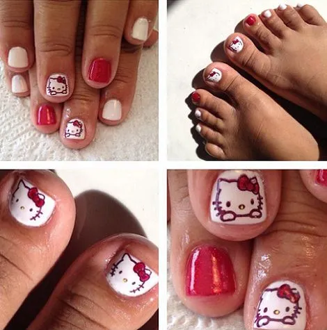 Diseños de uñas para pies Hello Kitty - Imagui