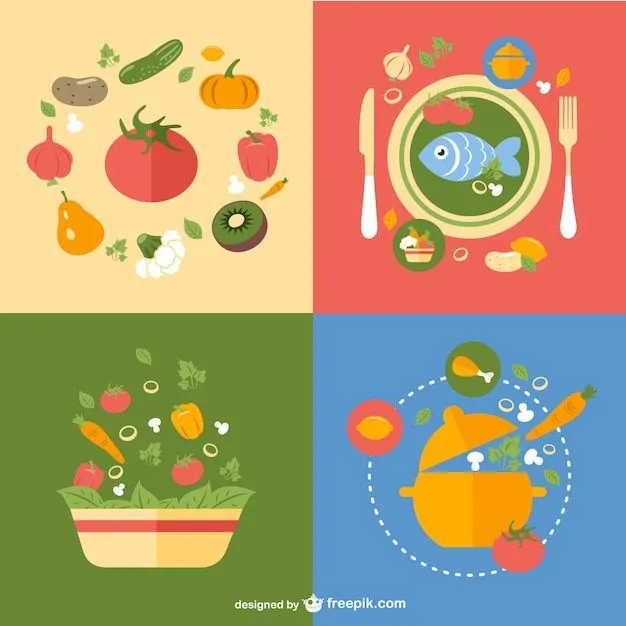 Diseños vectoriales de comida saludable | Descargar Vectores gratis