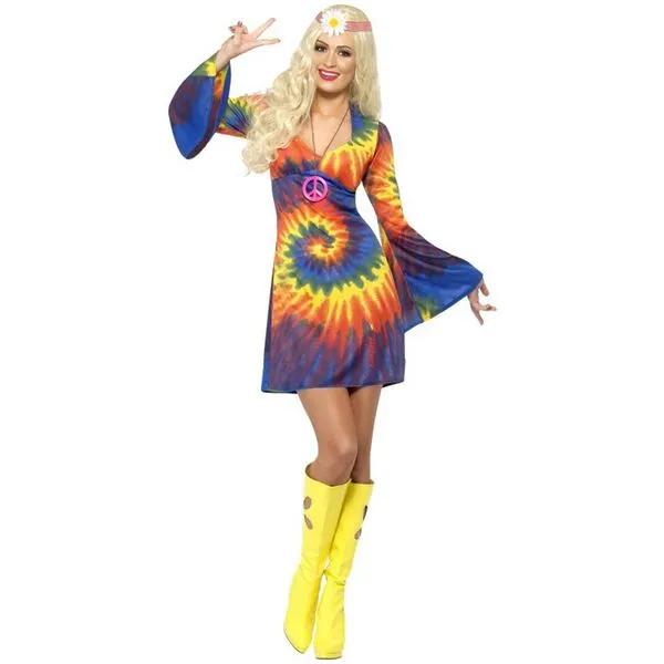 Disfraz de hippie sesentera con vestido: comprar online en Funidelia.