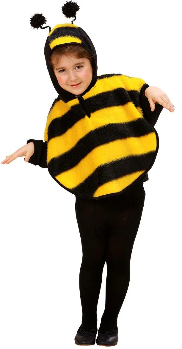 Disfraz de abeja en forma de poncho para niña