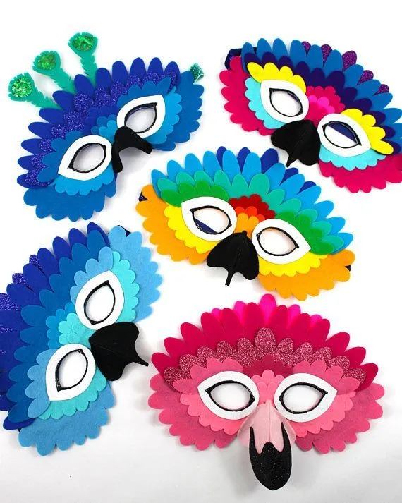 Disfraz de arco iris loro máscara para niños | Antifaces para ...