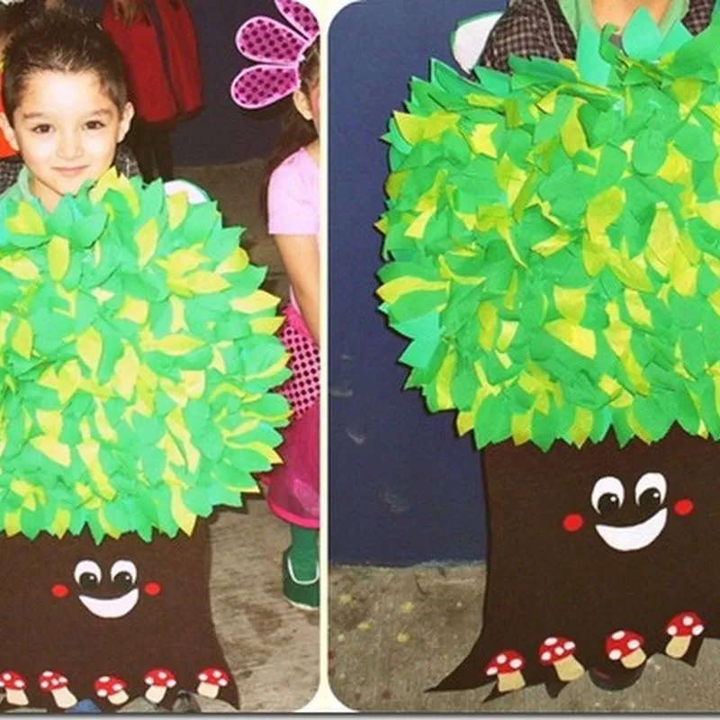 Cómo hacer un disfraz escolar de árbol - Jugar y Colorear