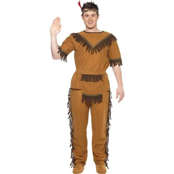 Disfraz de indio valiente con flecos para hombre: comprar online ...
