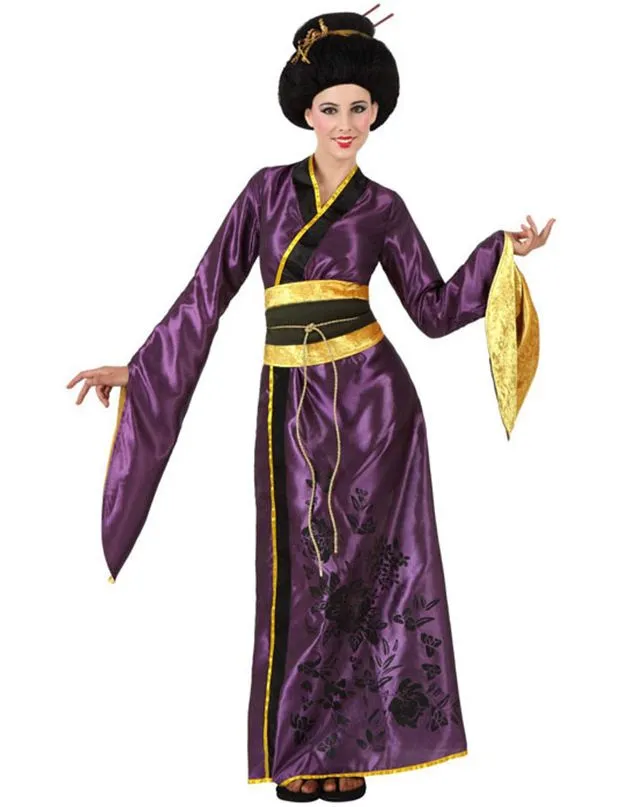 Disfraz de japonesa violeta