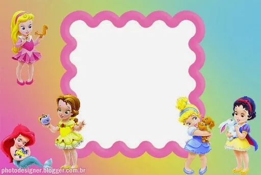 Disney Baby Princess: Free Invitations, Cards or Photo Frames ...