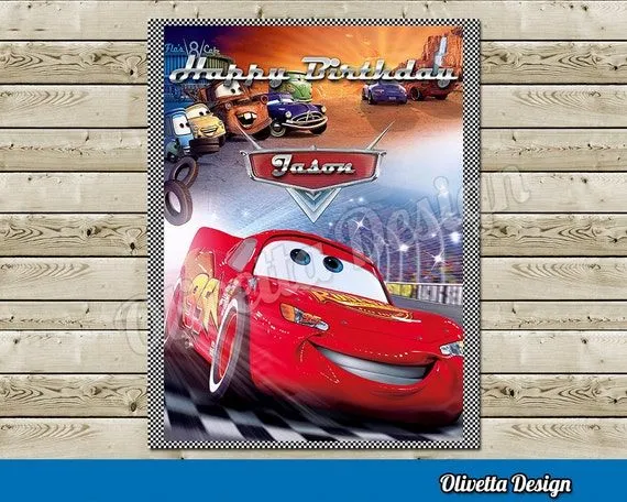 Disney Cars Cartel Fiesta Feliz Cumpleaños para por OlivettaDesign