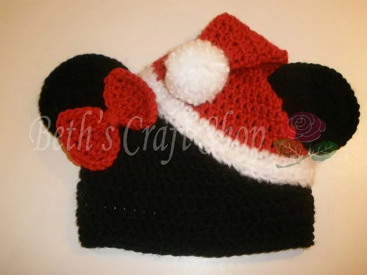 Disney Minnie Mouse Santa Hat - Crochet Hat. | Pinky's crochet ...