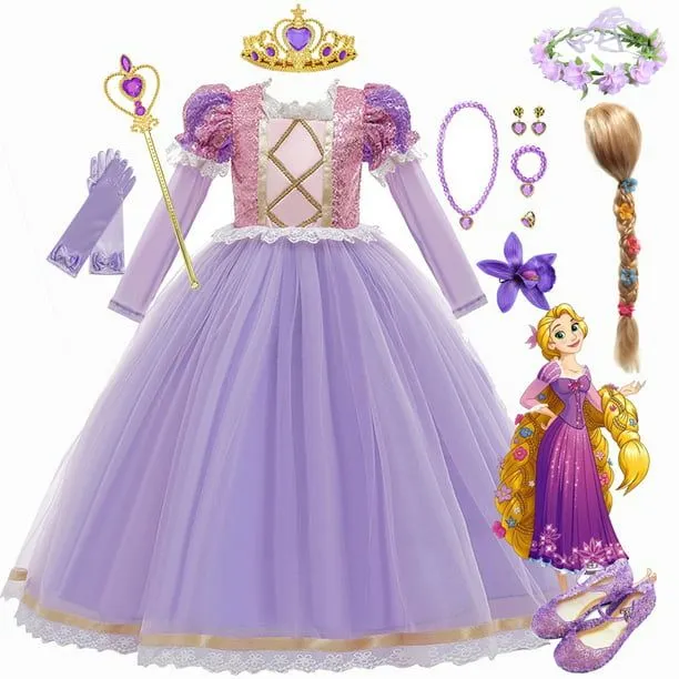 Disney niños niña Rapunzel princesa vestido niños Cenicienta Ariel carnaval  Cosplay disfraz cumpleañ Gao Jinjia LED | Walmart en línea