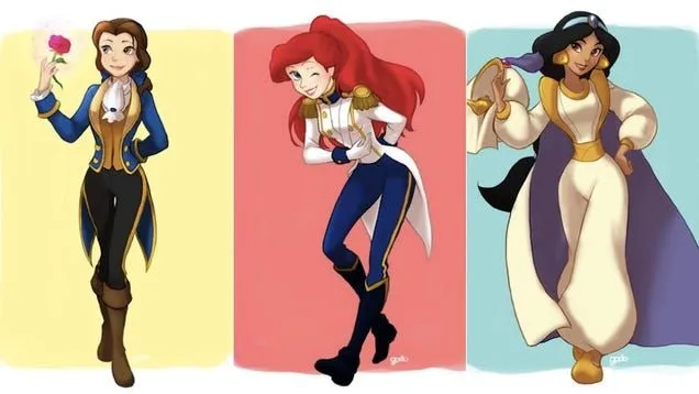 Disney princesses look dapper in their princes' clothes