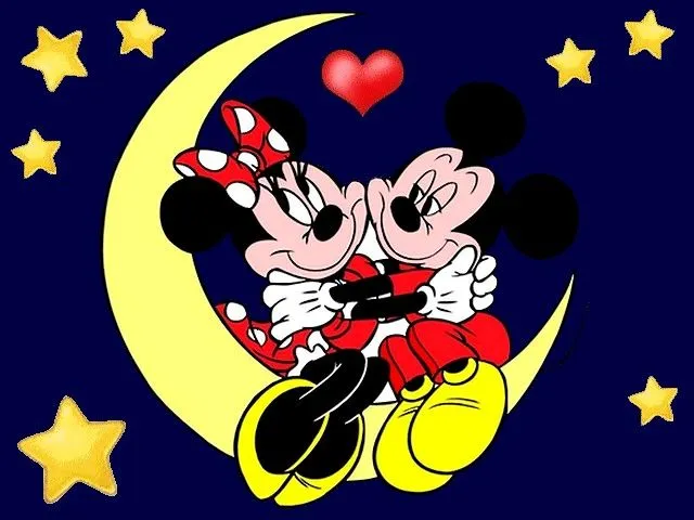 Disney Valentines Day Mickey Mouse with Minnie on Moon Wallpaper ...