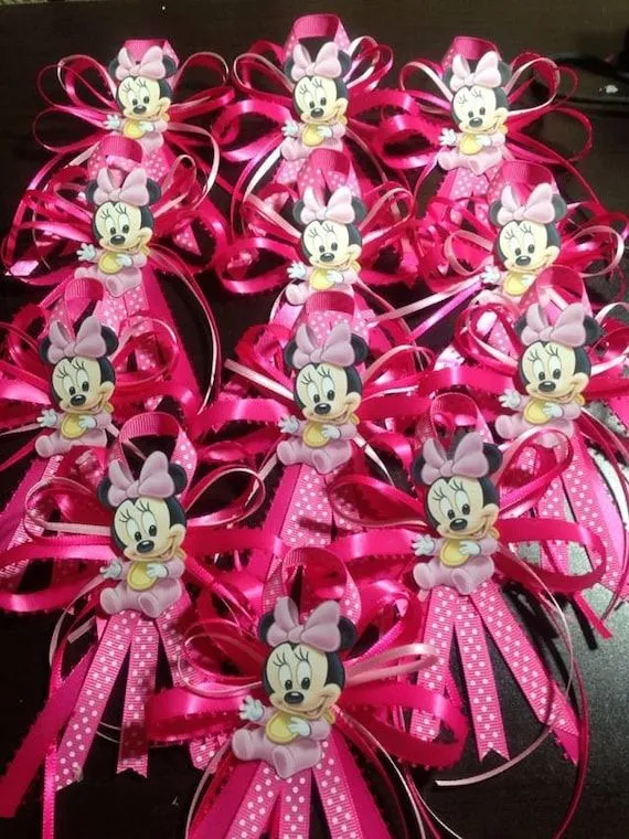 Distintivos para baby shower de Minnie Mouse - Imagui