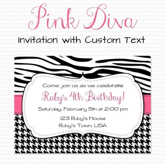 Diva Rosa cumpleaños invitación fiesta por PrintCreateCelebrate