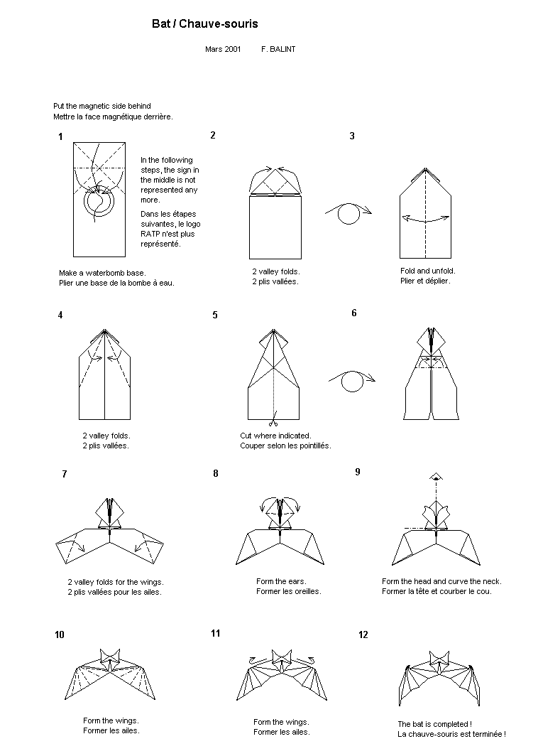 Mas cosas divertidas: Origami Murciélago varios diagramas Mas cosas divertidas: Origami Murciélago varios diagramas