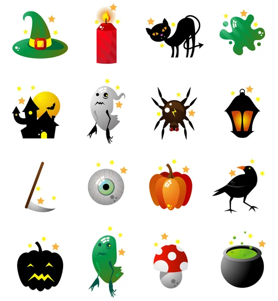 divertidos iconos para fiestas de halloween — Vector stock ...
