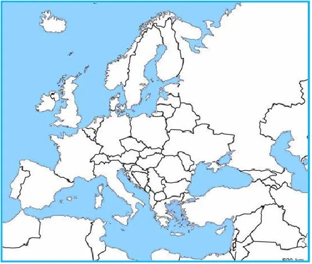 Mapa de europa con division politica sin nombres - Imagui