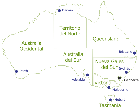 División político-territorial de Australia. | MeQuieroIr