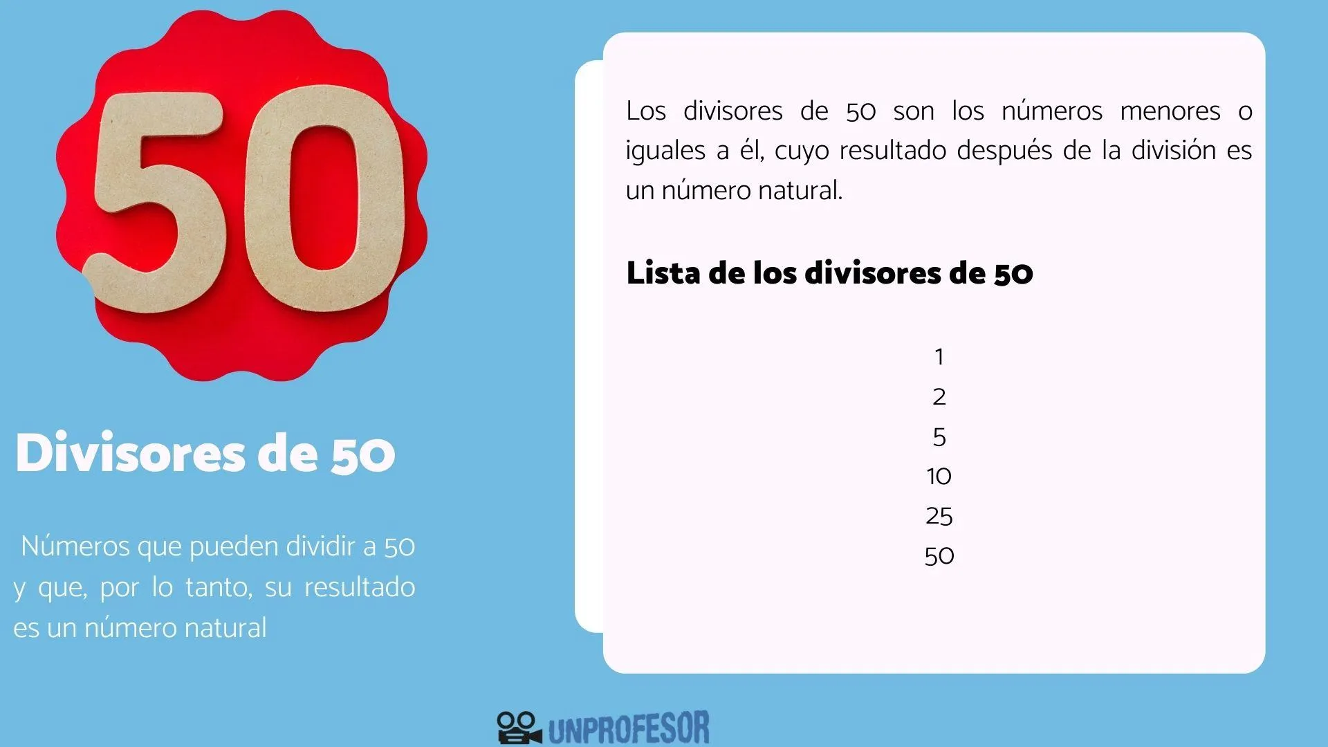 Divisores de 50 - con EJEMPLOS!! [con Vídeo + Ejercicios (y soluciones)]