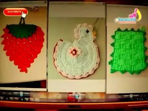 DIY 3 adornos para la cocina tejidos a crochet - YouTube