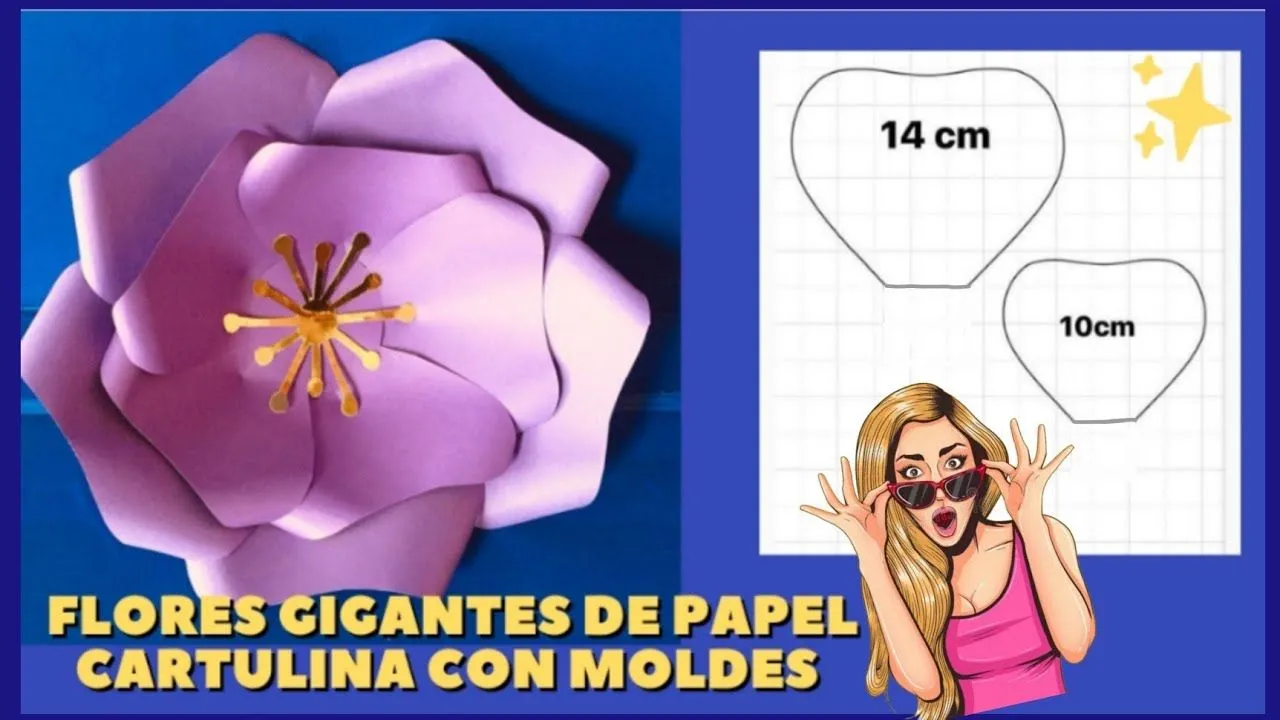 DIY-como hacer flores gigantes de papel cartulina /moldes para flores de  papel - YouTube