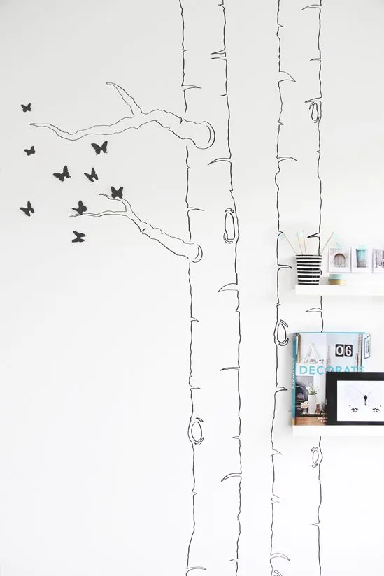 DIY: Dibujar la silueta de un árbol en la pared y añadirle ...