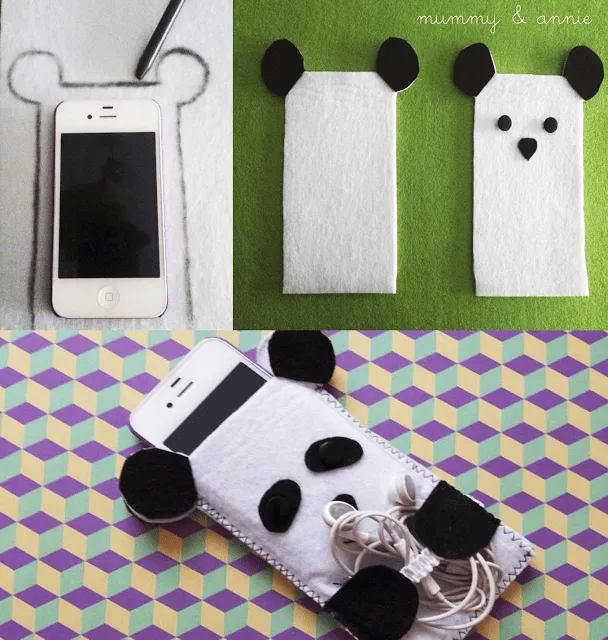 Diy funda móvil fieltro oso panda - Paperblog