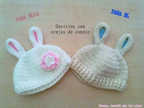 DIY Patron Gorro crochet ganchillo con orejas de conejo para bebe ...