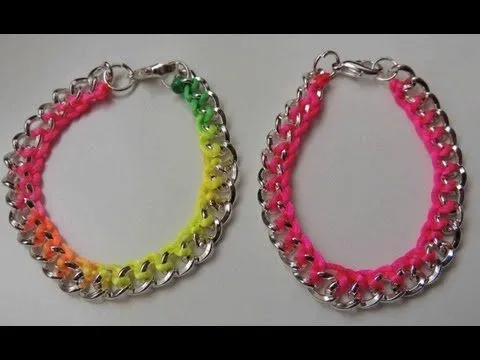 DIY Tutorial Pulsera fluor con cadena. Bracelet chain Fluor. - YouTube