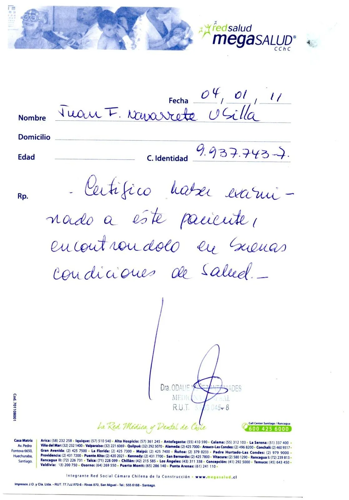 Documentos y certificados: Certificado de Salud. Documentos y certificados: Certificado de Salud.